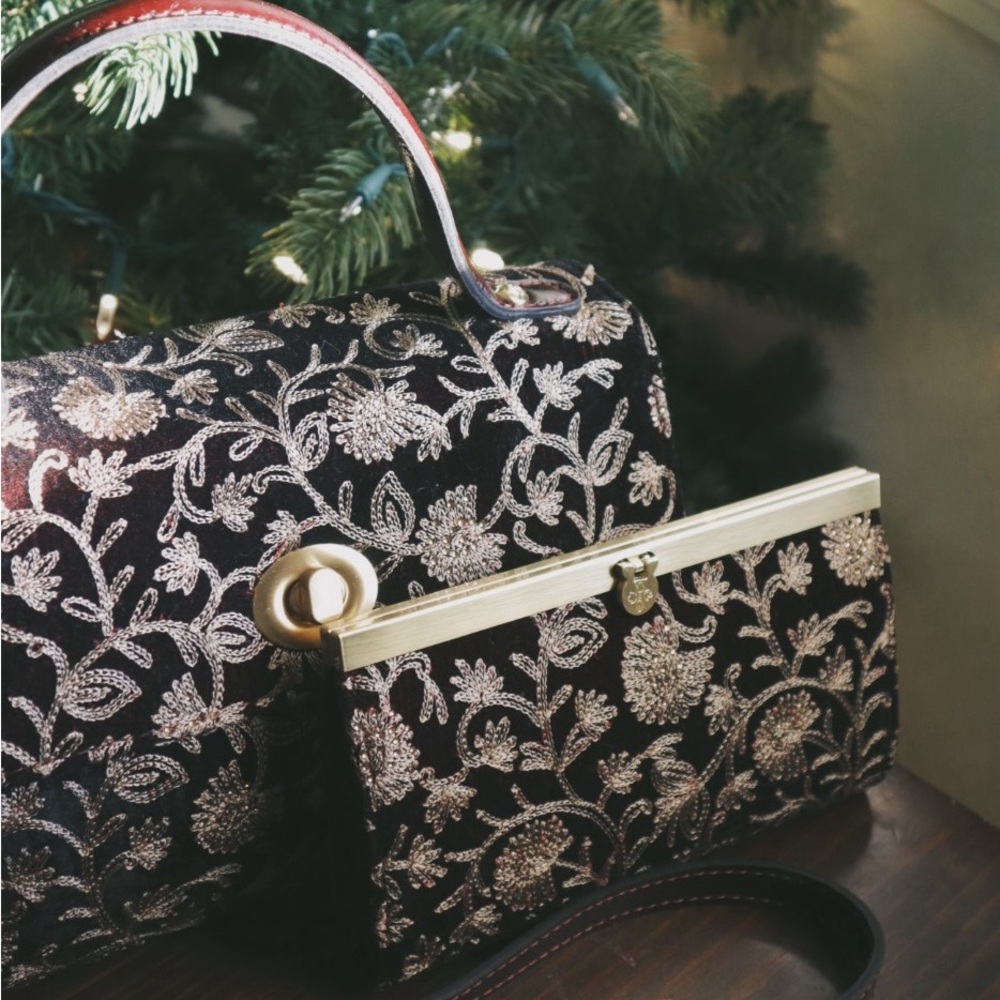 Patricia Nash Gold and Red Clutch with Vintage Elegance | Purse + Wallet